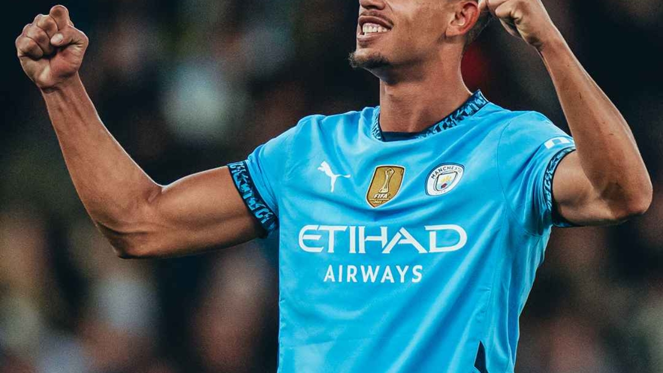 Matheus Nunes celebrates his first goal for City against Watford