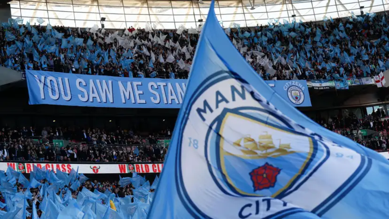 Manchester City logo on its flag