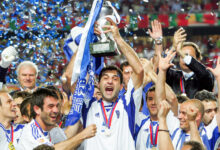 Zagorakis Lifting The Trophy After Greece's Final Triumph