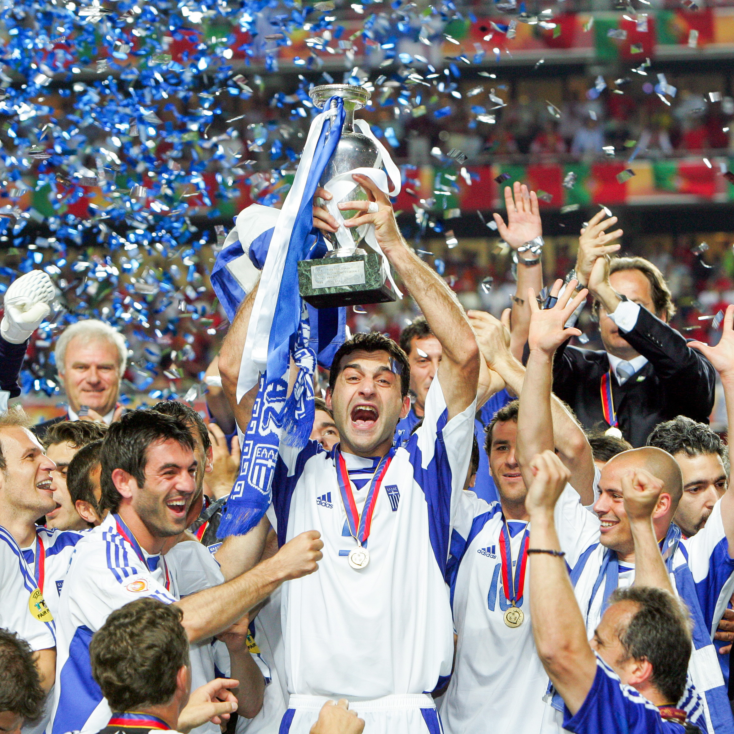 Zagorakis Lifting The Trophy After Greece's Final Triumph