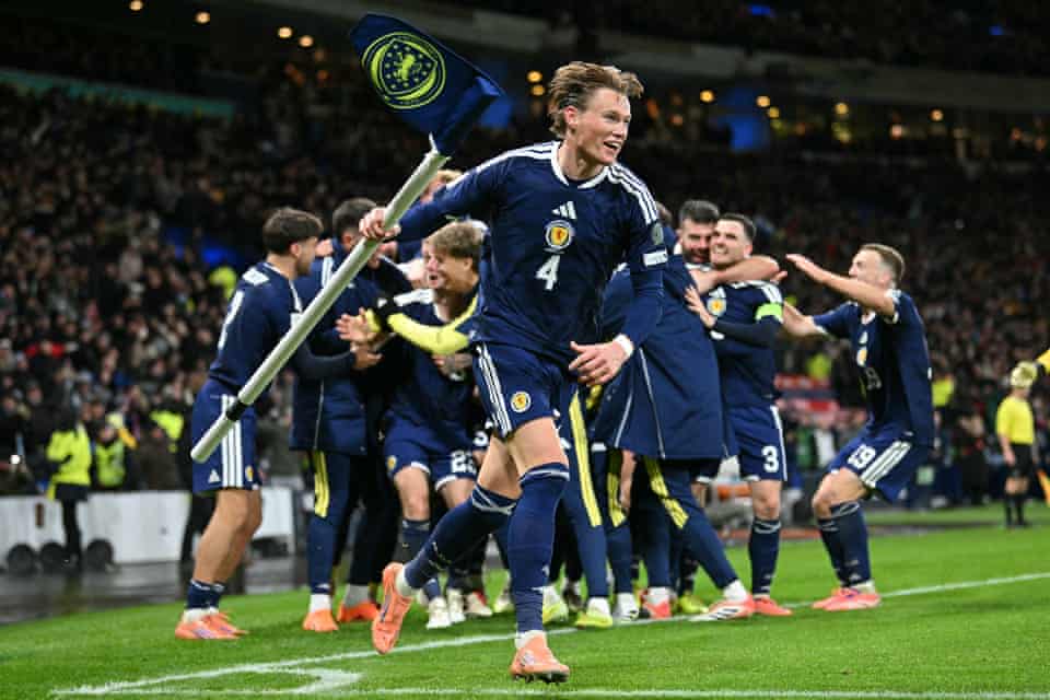 Scotland Players Celebrating a Goal vs Denmark
