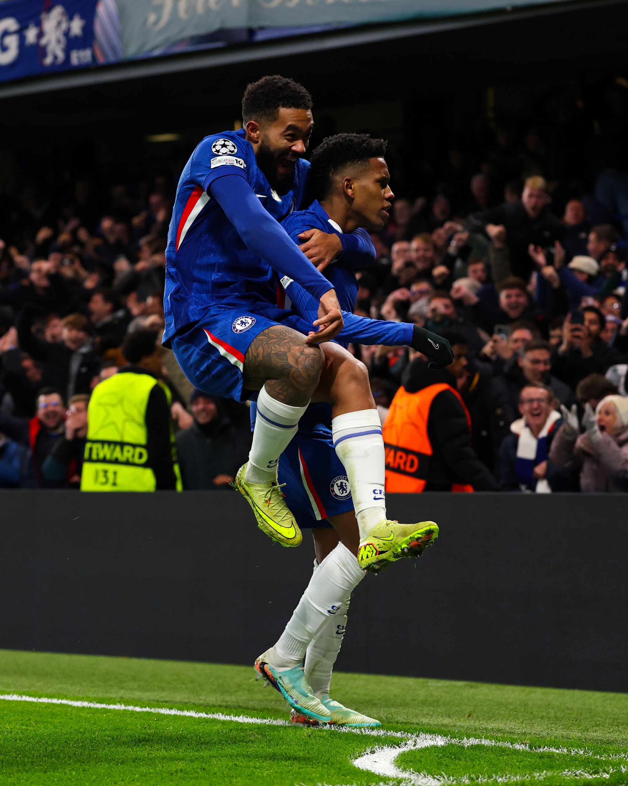 Reece James and Estevao Celebrating Estevao's Brilliant Goal