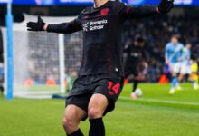 Man City 0-2 Bayer Leverkusen Patrik Schick Celebrating His Goal Vs Man City
