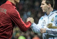 Messi and Ronaldo Handshake