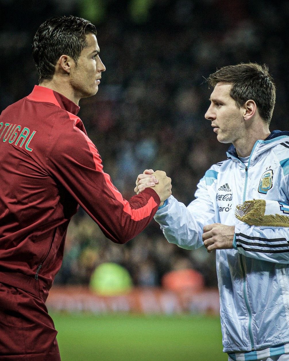 Messi and Ronaldo Handshake