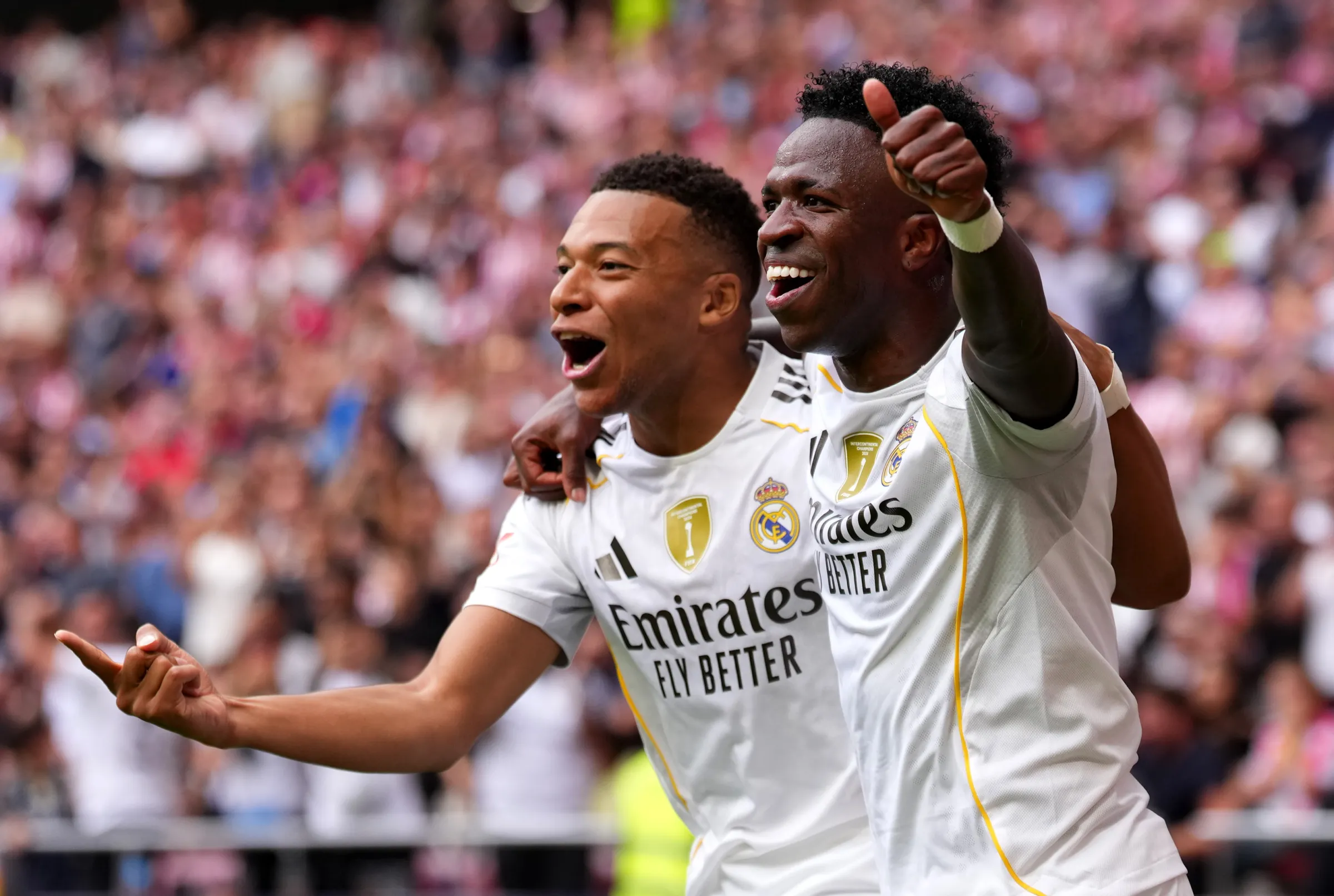 Mbappe and Vinicius Celebrating A Goal Together