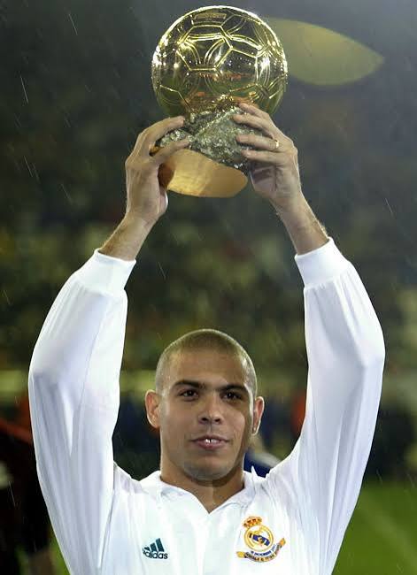 Ronaldo Nazario Holding Up His 2002 Ballon d'Or