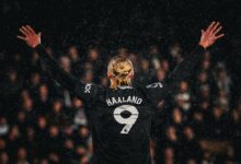 Erling Haaland Celebrating His 100th Premier League Goal