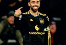 Bruno Fernandes Celebrating A Goal Yesterday