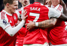 Arsenal Players Celebrating A Goal Yesterday