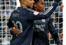 Kylian Mbappe Celebrating His Goal With Endrick